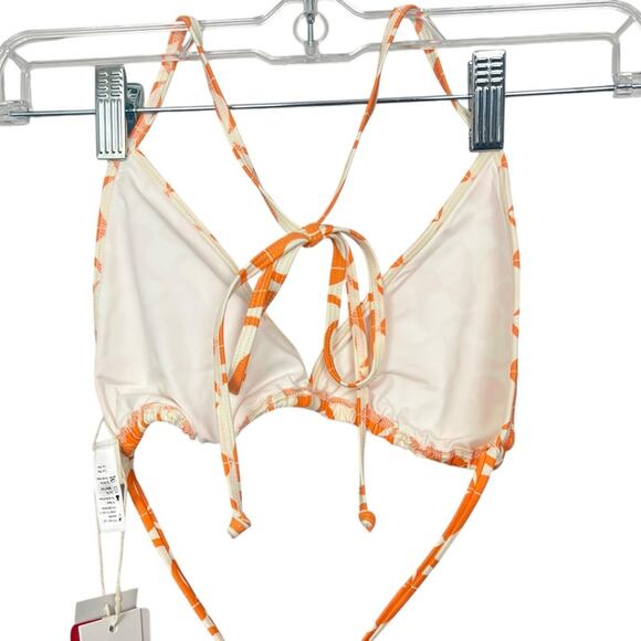 NWT l*space Aspen Bikini Top Tesselation Orange White sz L Triangle Adjustable - Picture 5 of 9